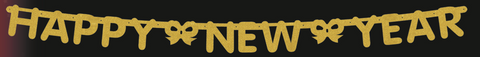 Happy New Year Gold Glitter Banner 5ft – New Year’s Eve Party Decoration