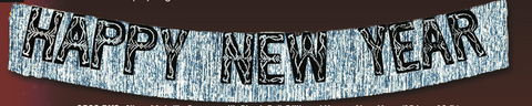 Happy New Year Glitter Banner – 10” x 9’ | Silver Foil Fringe with Black & Silver Letters | New Year’s Eve Party Decoration