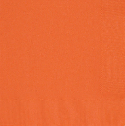 Pumpkin Orange Paper Beverage Napkins 100ct – Disposable Cocktail Napkins for Parties & Events