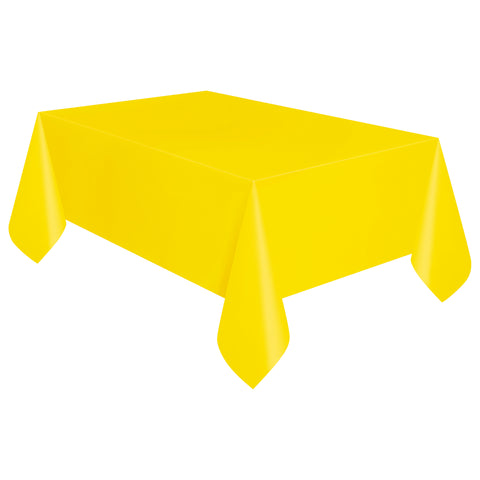 Neon Yellow Rectangular Plastic Table Cover – 54" x 108" | Disposable Solid Color Tablecloth for Parties, Birthdays, Events