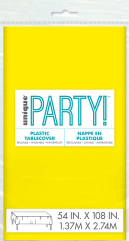 Neon Yellow Rectangular Plastic Table Cover – 54" x 108" | Disposable Solid Color Tablecloth for Parties, Birthdays, Events