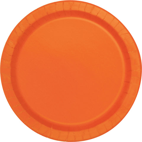 Pumpkin Orange Round 10" Dinner Plates – 20ct | Solid Color Disposable Plates for Thanksgiving, Halloween, Parties