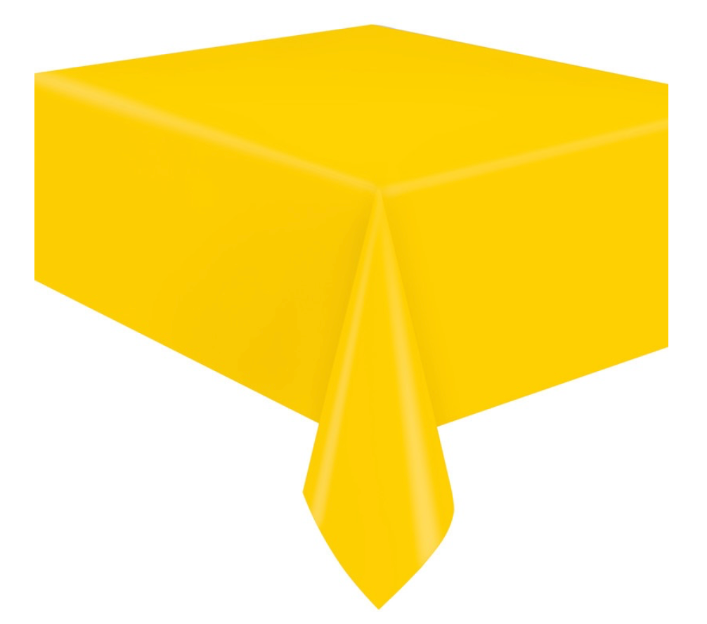 Sunshine yellow 54 x 108 rectangular plastic table cover disposable party tablecloth Manahawkin NJ party supplies