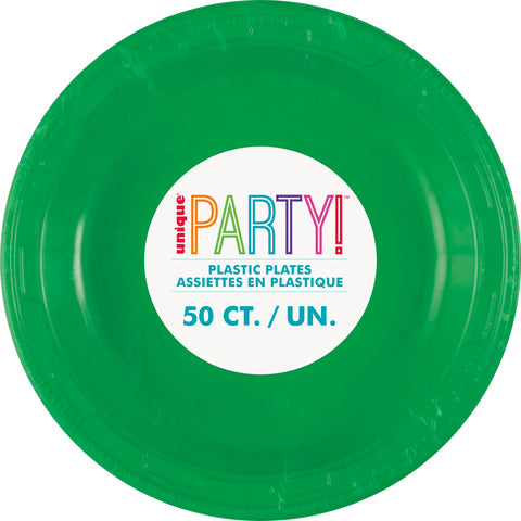 Emerald Green 7” Solid Plastic Dessert Plates – 50ct | Party Tableware