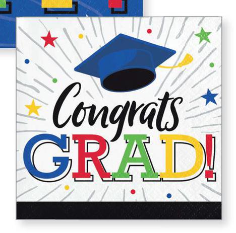 Graduation Hats off Grad Beverage Size Napkin