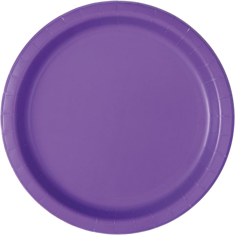 Neon Purple Solid Round 9" Paper Dinner Plates 20ct – Disposable Party Plates for Birthdays, Events & Celebrations