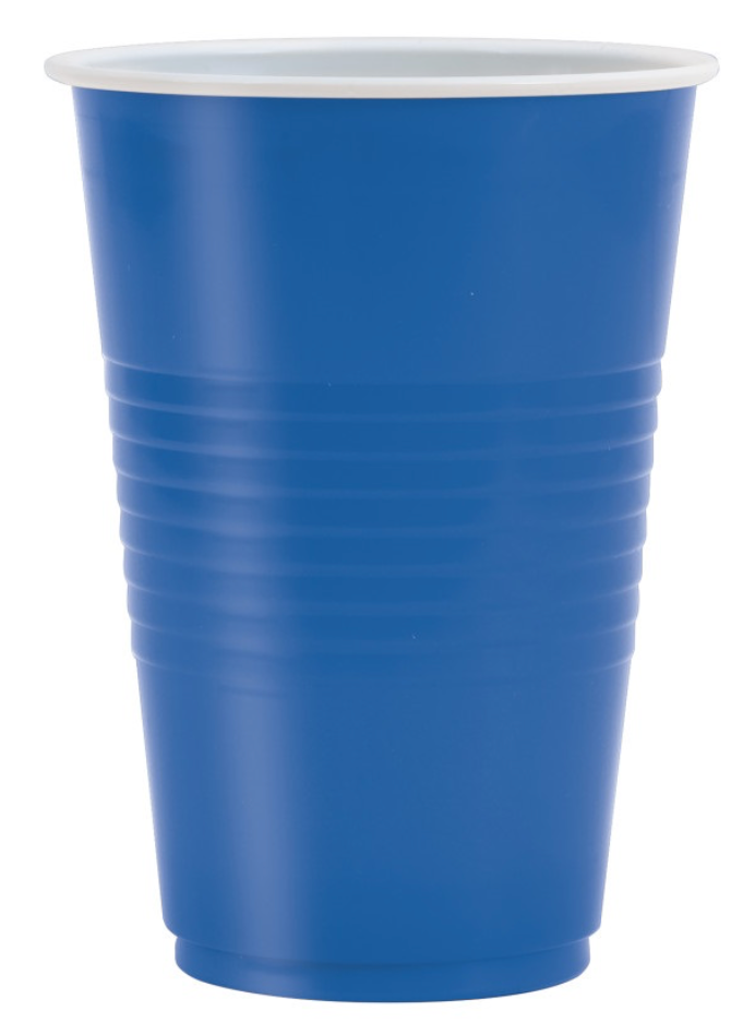 Royal Blue Solid 16oz Plastic Party Cups Manahawkin, NJ Party Fair disposable drink cup display