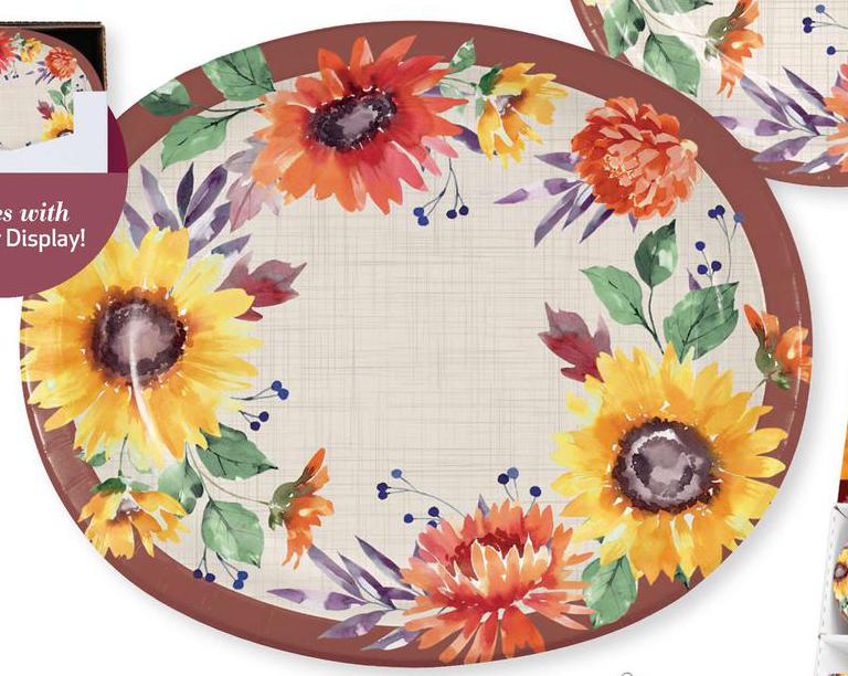 Fall Flowers paper Oval Dinner Plate