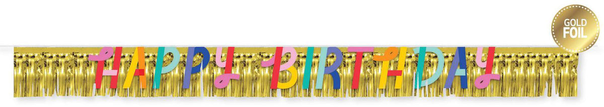 Happy Birthday Gold Fringe Letter Banner