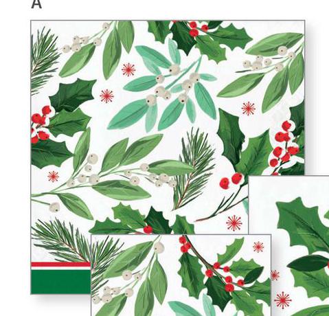 Holly Jolly Christmas Paper Luncheon Size Napkin 16ct