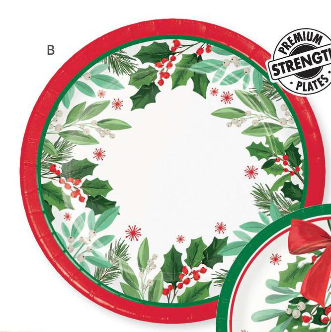 Holly Jolly Christmas 9" Round Paper Plate