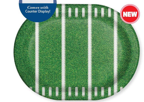 Football Field Oval Paper Plate 12"x 9.25" package of 8