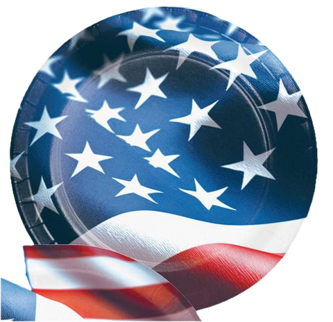 Patriotic Freedom Flag 7" Paper Plate 8ct