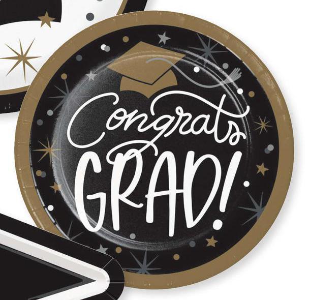 Glowing Grad 6 7/8" Paper Dessert Plates 8 per package