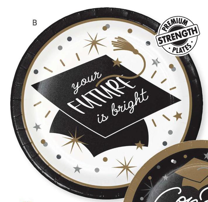 Glowing Grad 8 7/8" Paper Dinner Plates 8 per package