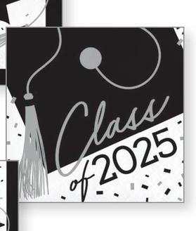 Class of 2025 School Spirit White Lunch Napkin 36 per package