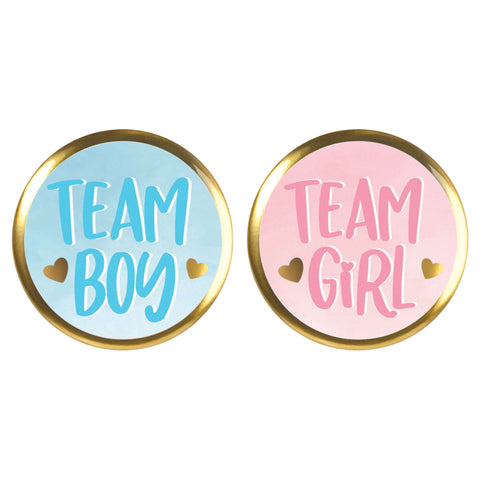 Gender Reveal Multi Pack Team Boy and Team Girl Buttons