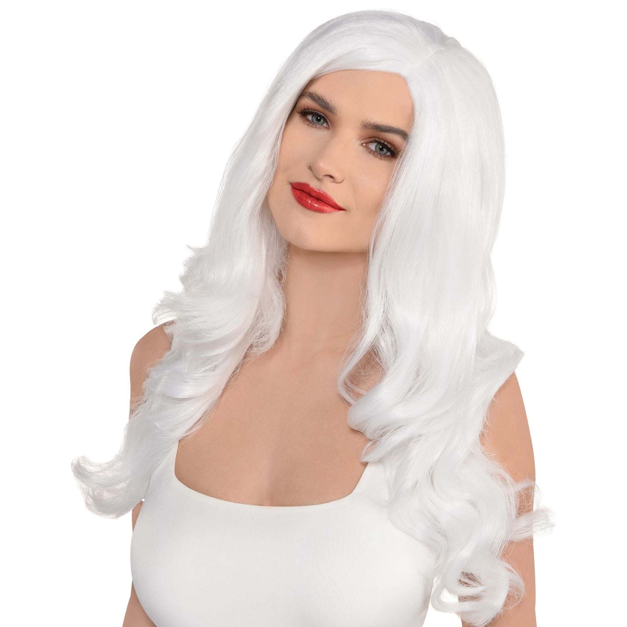Frosty White Glam Wig fits adults and children