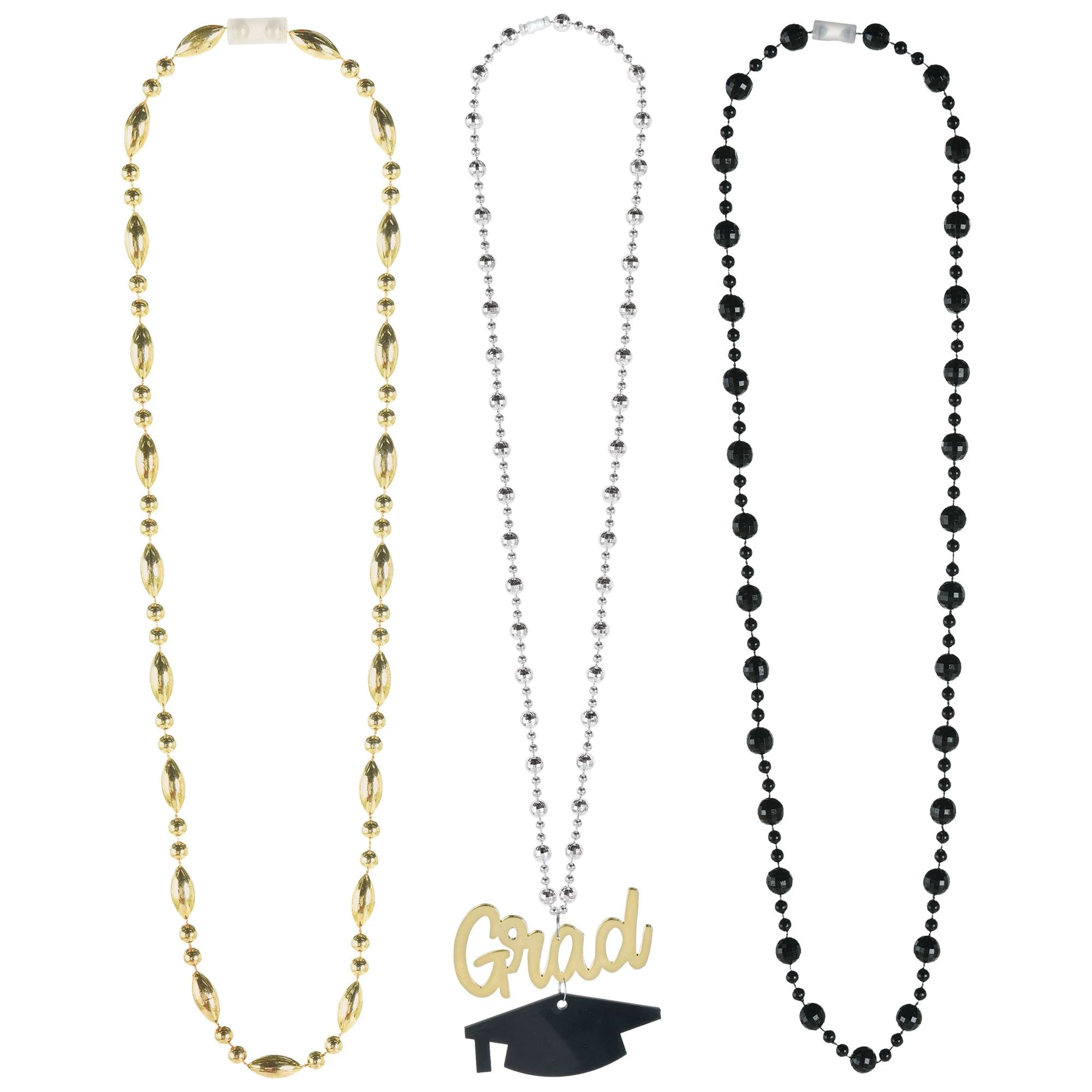 Graduation layered beaded necklace black gold and silver from Party Fair in Manahawkin NJ 