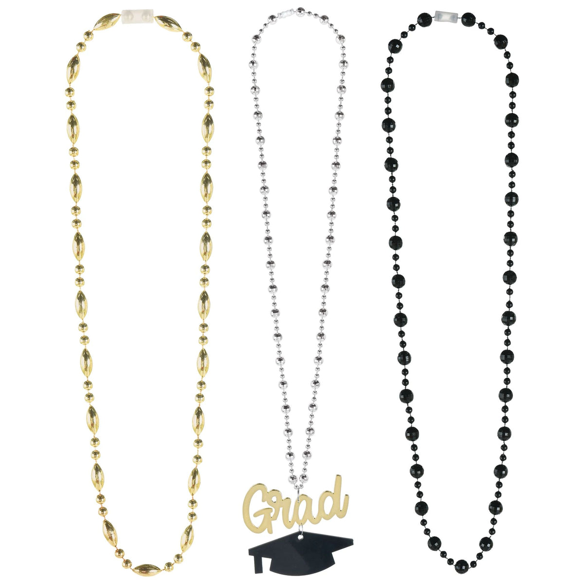 Graduation layered beaded necklace black gold and silver from Party Fair in Manahawkin NJ 