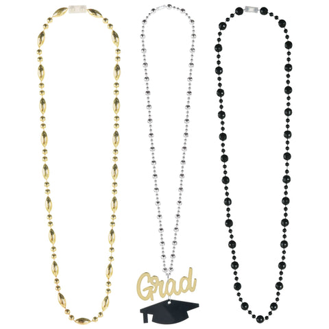 Graduation layered beaded necklace black gold and silver from Party Fair in Manahawkin NJ 
