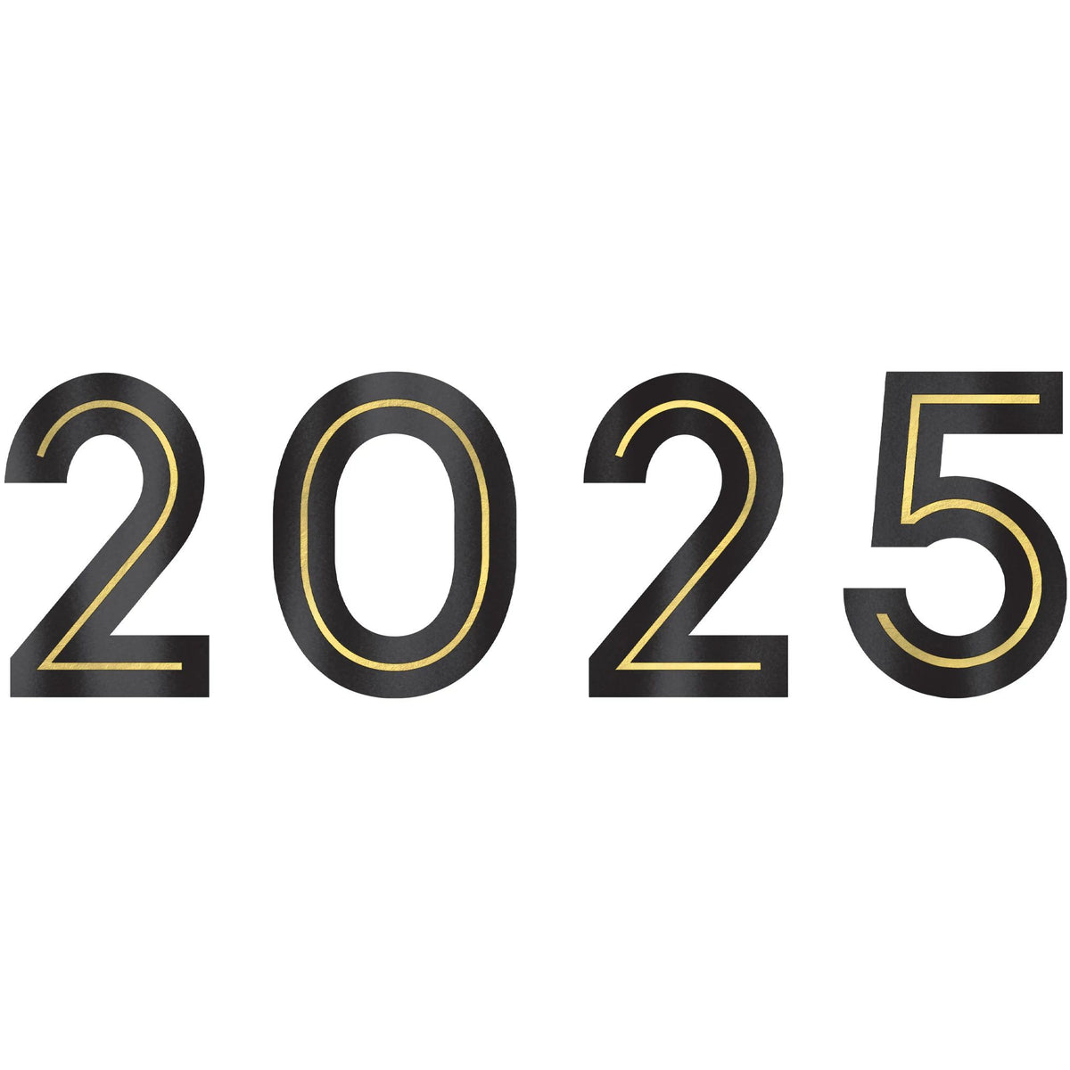 New Years Eve 2-0-2-5 Cutouts - 21 3/4"H x 17 2/5"W  Black with Silver Gold border