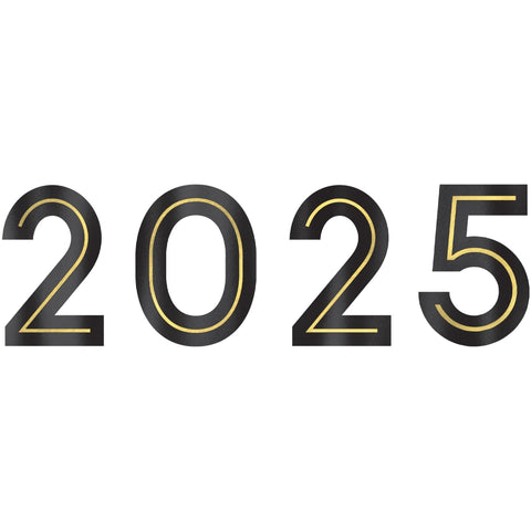 New Years Eve 2-0-2-5 Cutouts - 21 3/4"H x 17 2/5"W  Black with Silver Gold border