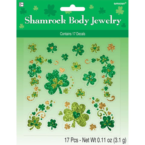 Shamrock Glitter Body Jewelry 17 pieces per package