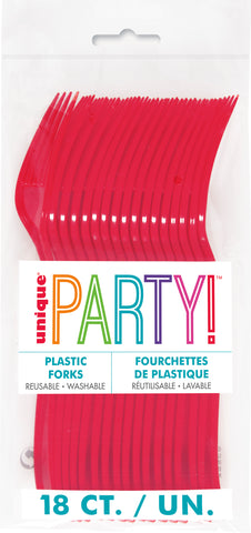 Ruby Red Solid Plastic Forks  18ct