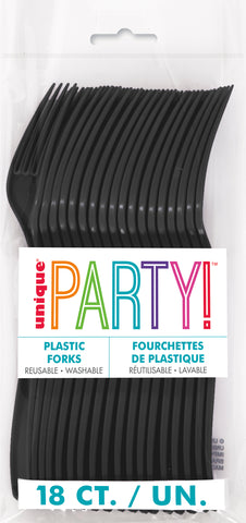 Midnight Black Plastic Forks 18ct