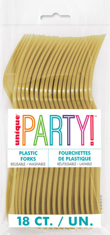Gold Plastic Forks 18ct