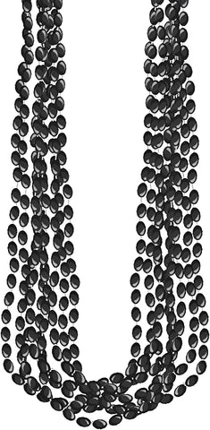 Black Metallic Bead Necklaces – 30" Party Beads (8-Count) for Birthdays, Halloween, Mardi Gras & Event Favors