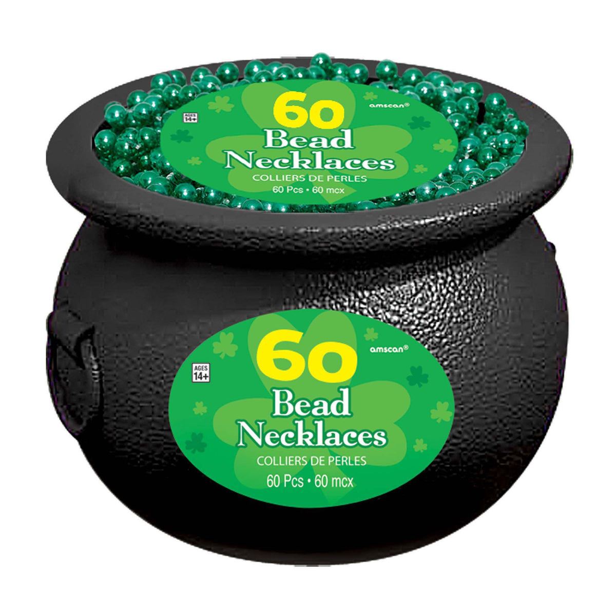 St. Patrick's day Plastic Cauldron of Metallic Green Beads