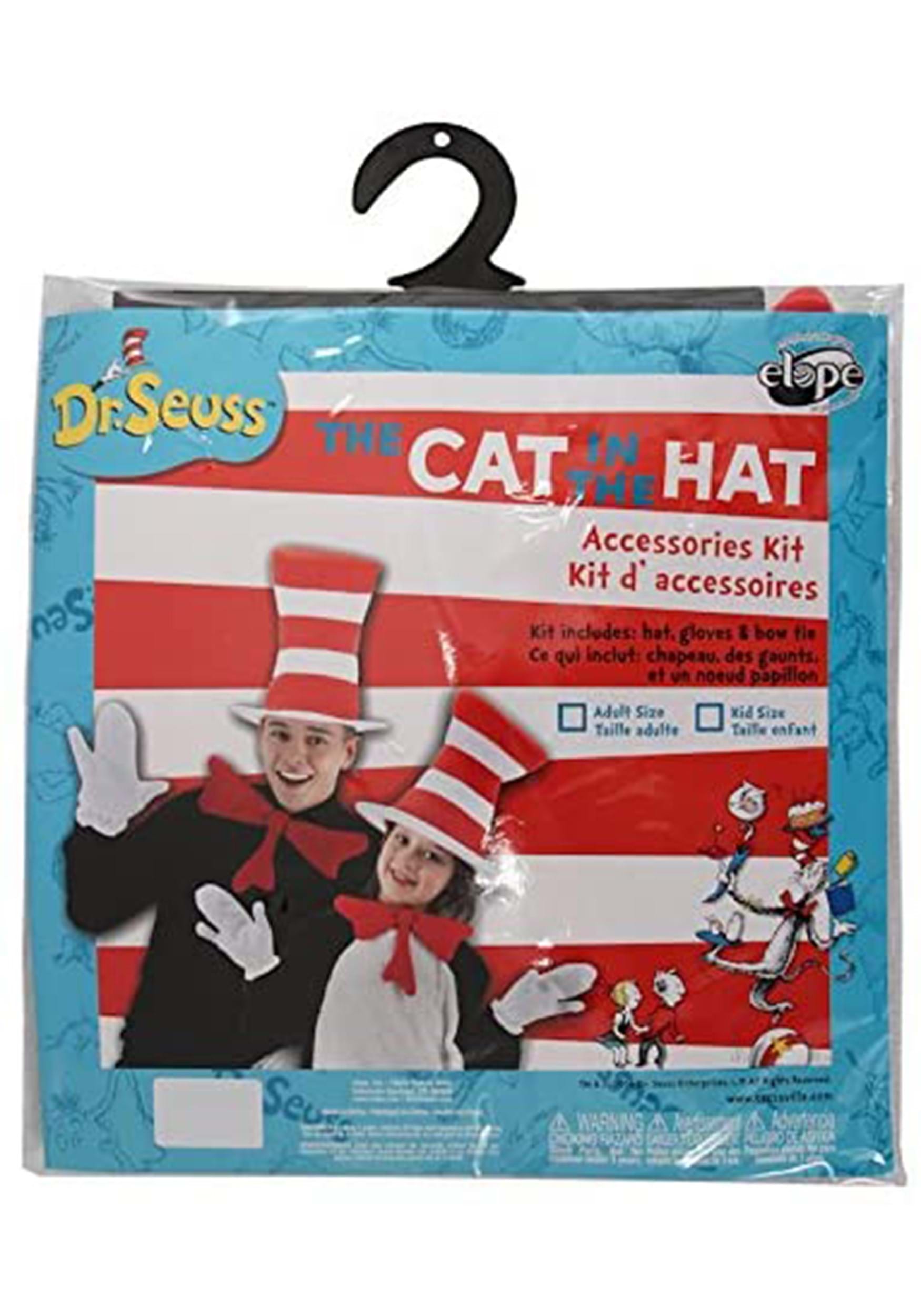 Dr. Seuss Cat in the Hat accessory kit for kids displayed in official retail packaging with branded label