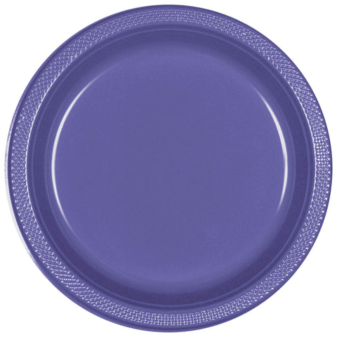 Purple 7" Round Plastic Plates 20 count