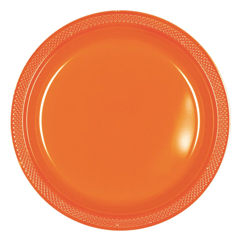 Orange 10" Round Plastic Plates, 20 count