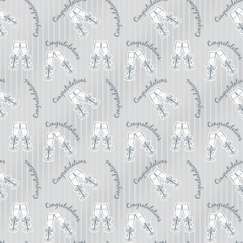 Metallic “Congratulations Bubbly” Gift Wrap – 30 in x 5 ft Celebration Wrapping Paper