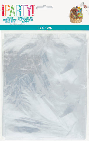 Jumbo Shrink Wrap Cellophane Bag – 24" x 30" | Large Clear Cello Gift Basket Bag for Wrapping & Heat Shrink Packaging