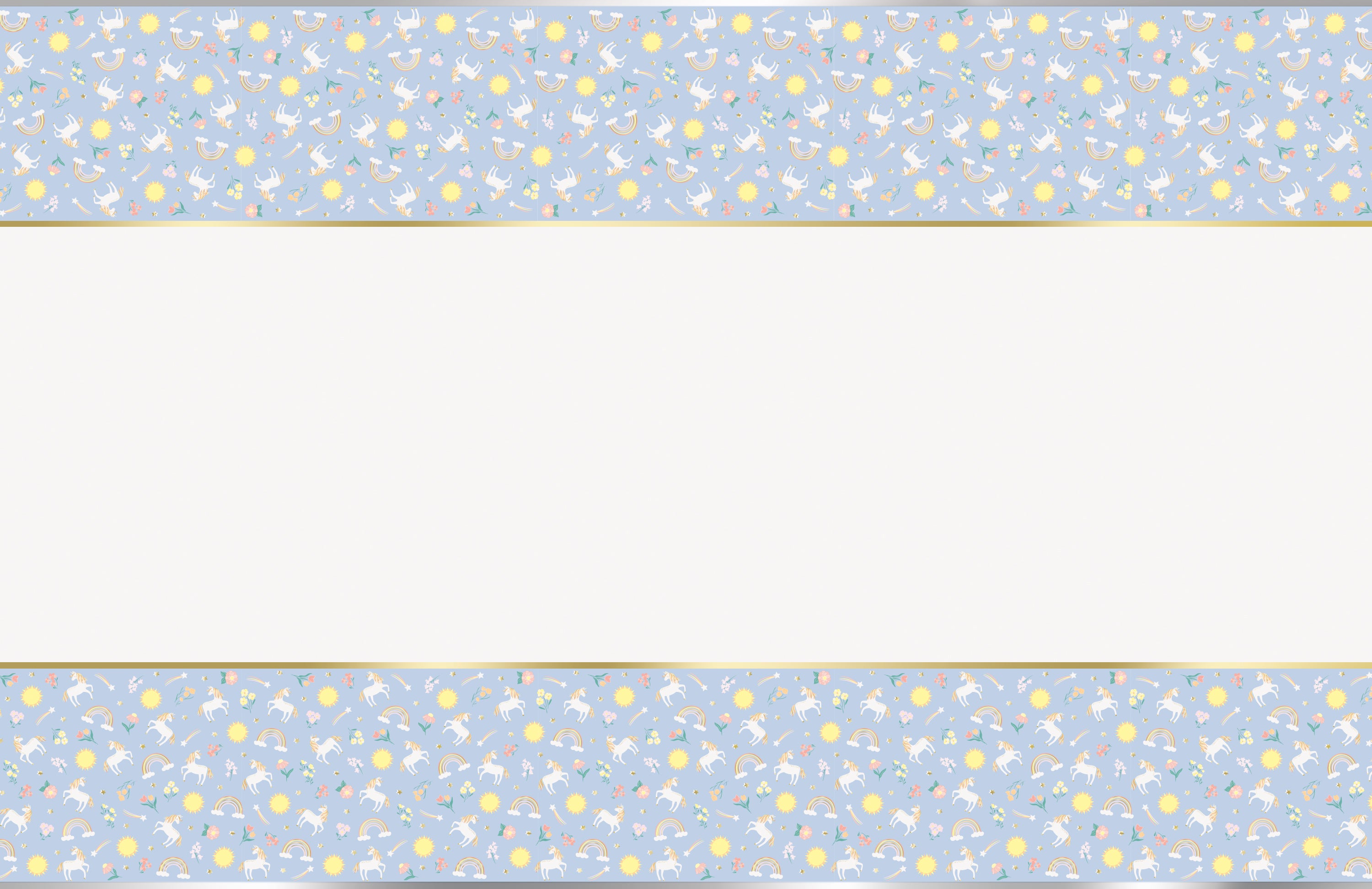 Dainty Unicorn Rectangular Foil Table Cover  54 x 84" - Short Fold"