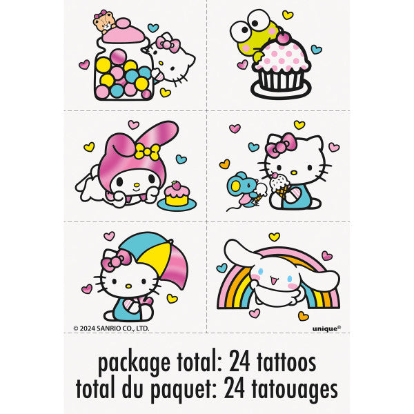 Assorted Hello Kitty foil tattoos showing shiny designs and character variety Party Fair Manahawkin NJ
