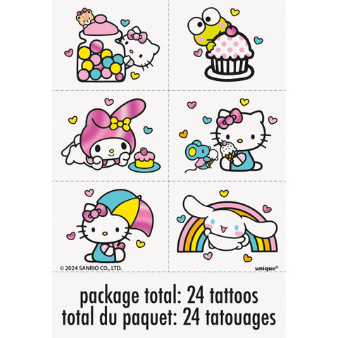 Assorted Hello Kitty foil tattoos showing shiny designs and character variety Party Fair Manahawkin NJ