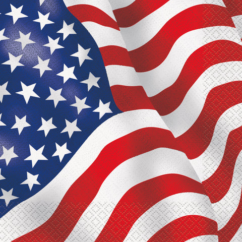 US Waving Flag Design Lunch Size Paper Napkin 16ct