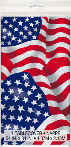 USA Flag Plastic Tablecover 54"X84"