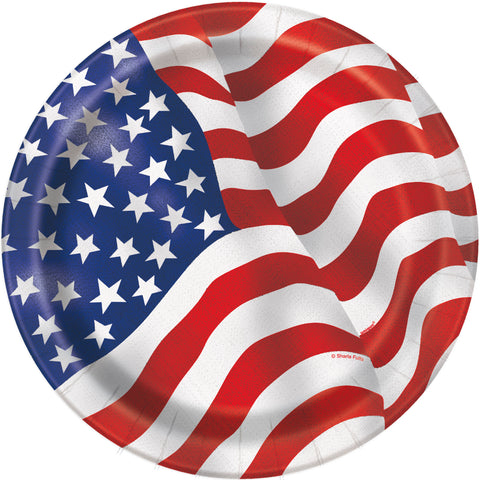 US Flag Design 7" Paper Plate 8ct
