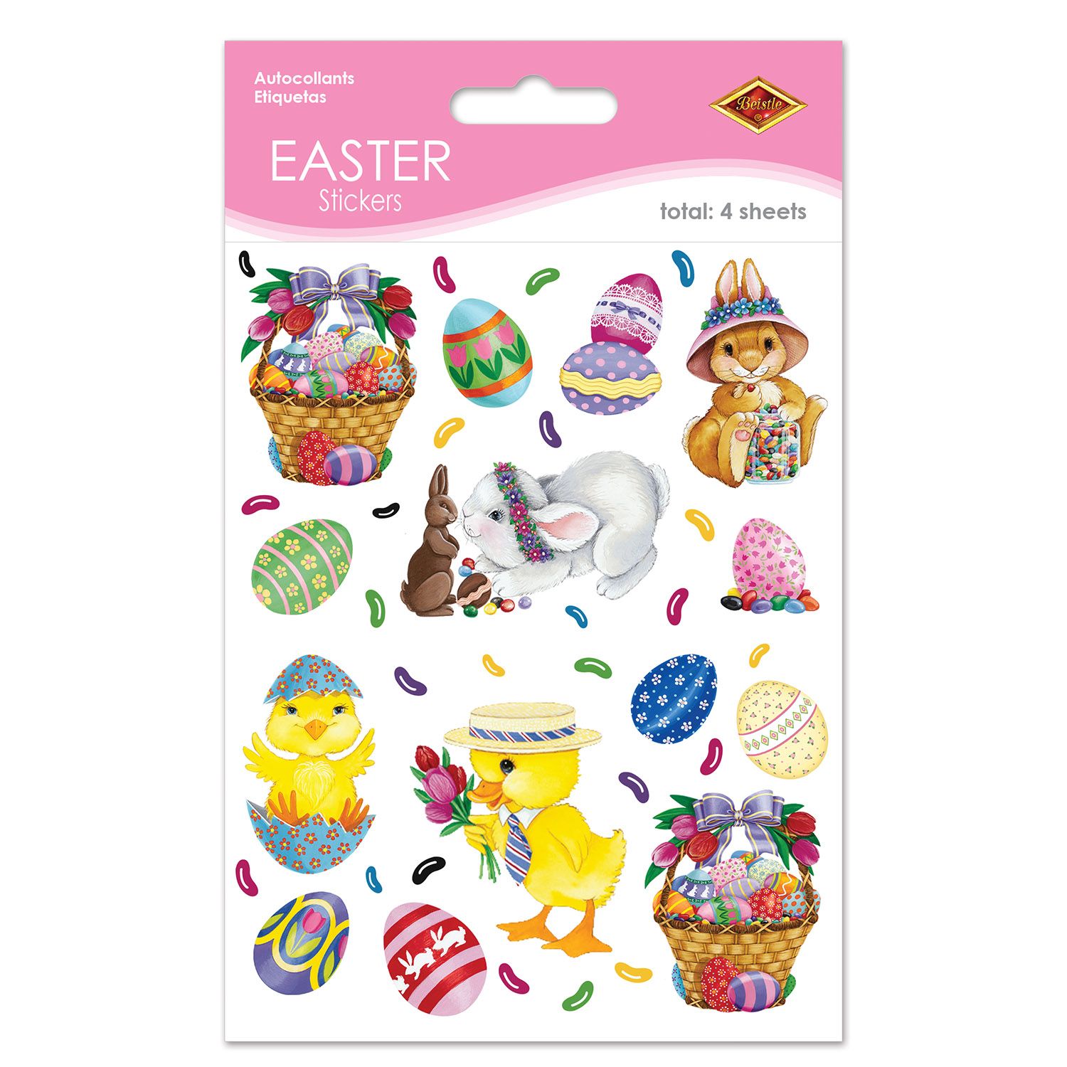 Easter Basket and Friends stickers assortment with bunnies eggs chicks and baskets 56