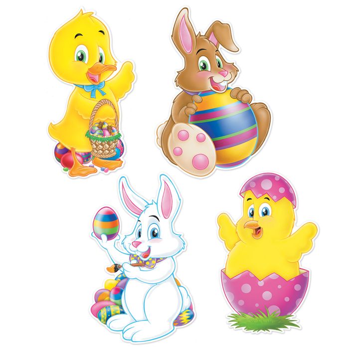 Easter cutouts decorations 14 inch double sided bunnies and chicks for window and wall displays in Manahawkin NJ