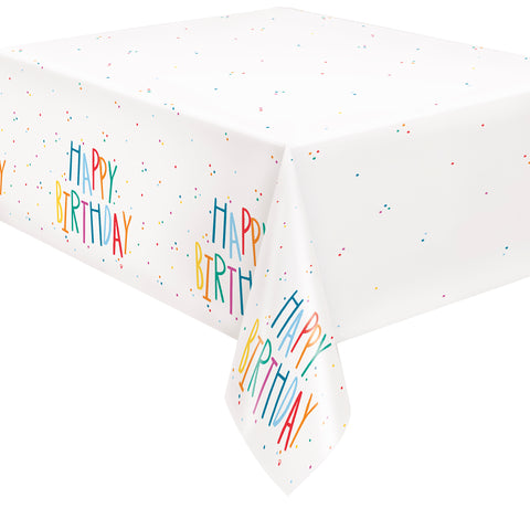 Birthday Mayhem Rectangular Plastic Table Cover  54 x 84"  Short Fold"