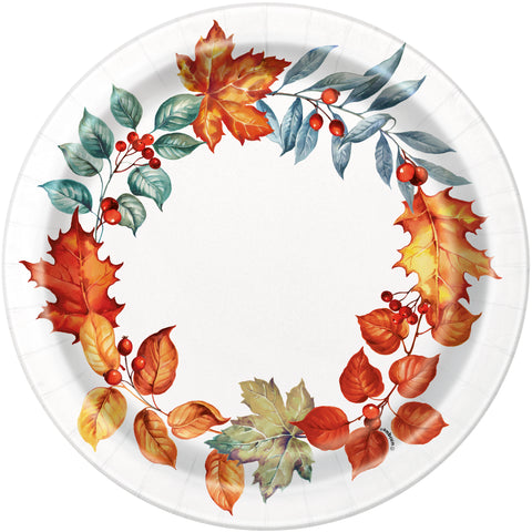 Fall Flair Thanksgiving Round 9" Paper Dinner Plates 8ct