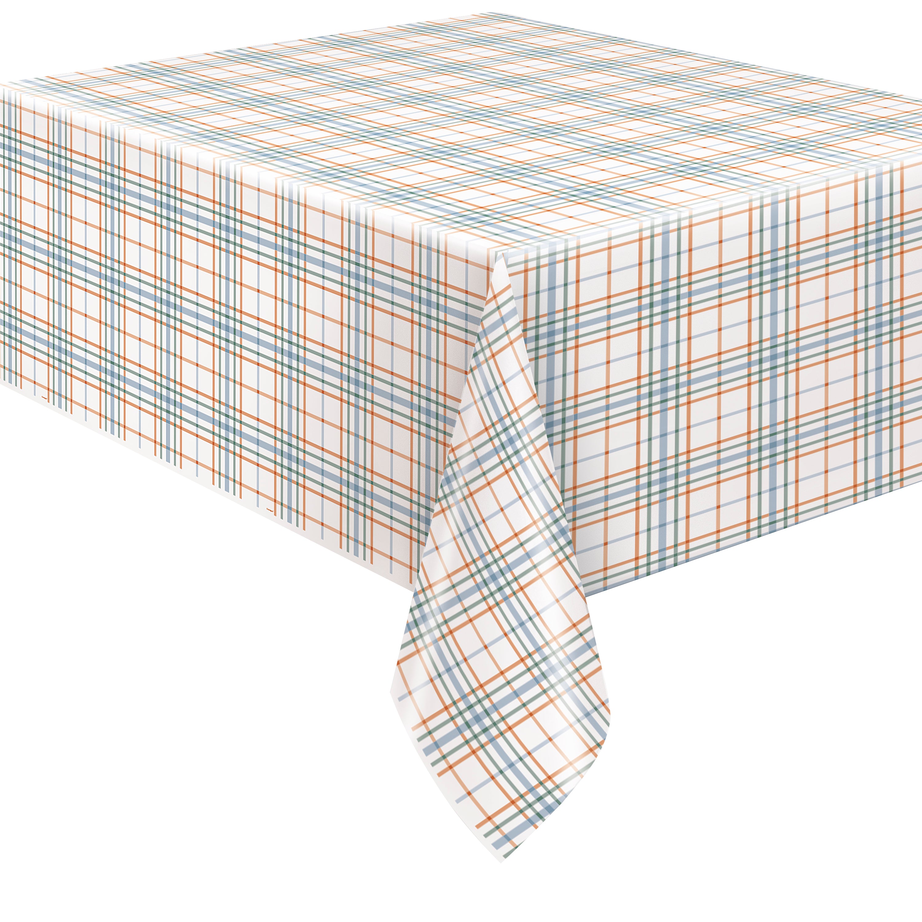 Fall Flair Plaid Plastic Table Cover – 54” x 84” Rectangular | Autumn Thanksgiving Party Decoration