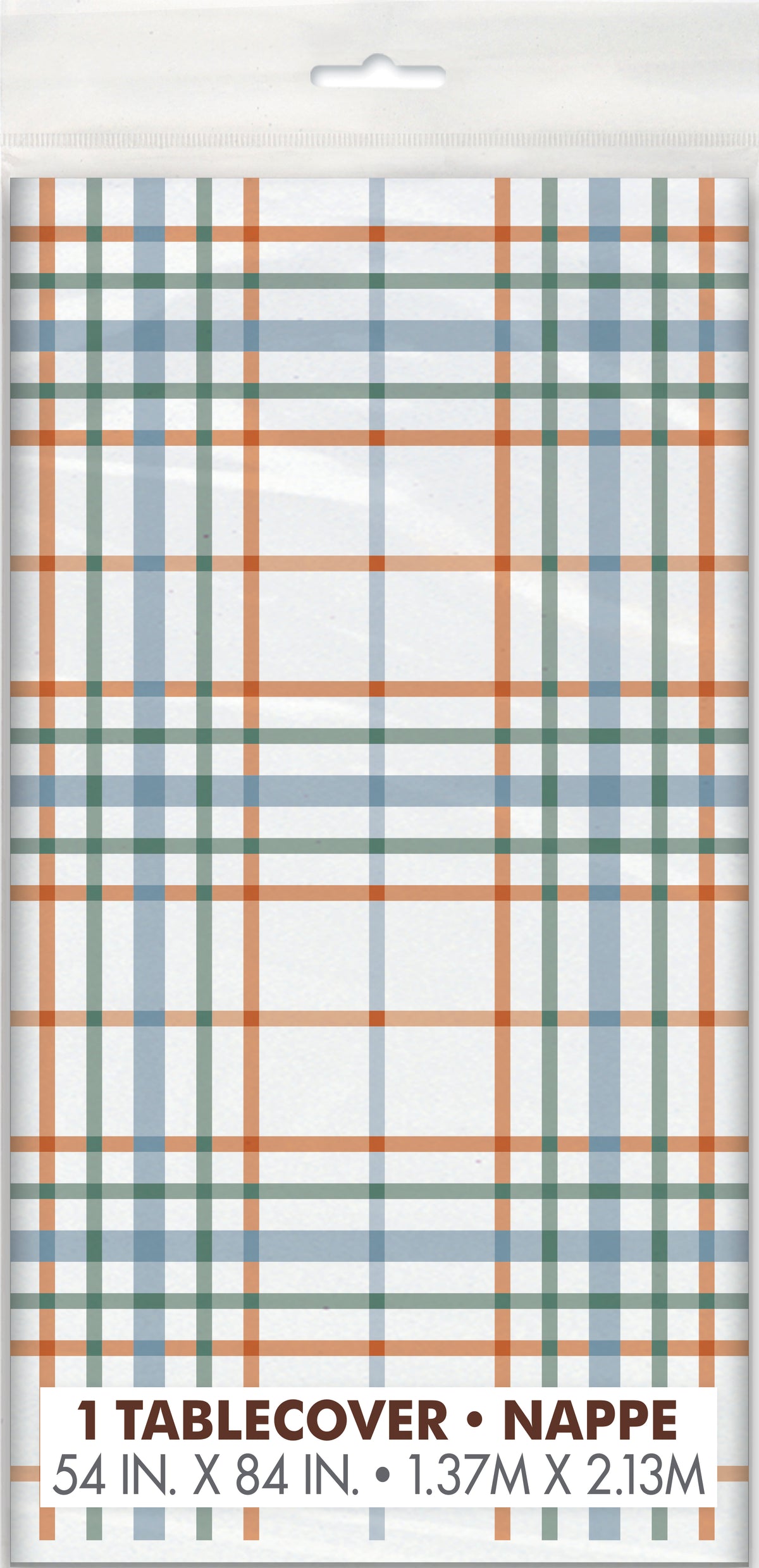 Fall Flair Plaid Plastic Table Cover – 54” x 84” Rectangular | Autumn Thanksgiving Party Decoration
